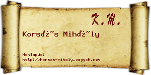Korsós Mihály névjegykártya